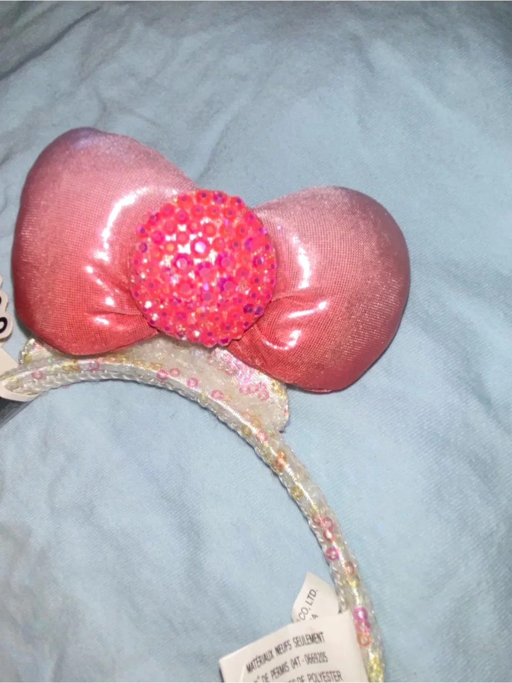 1-Sanrio Hello Kitty Sequin Ear Headband with Satin Pink Bow